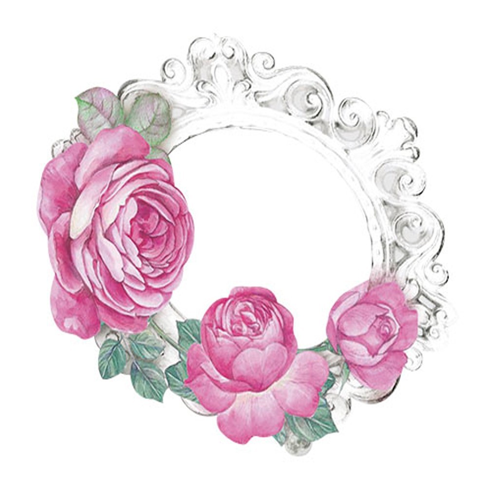 Litoarte Aplique Em Papel E Mdf - Moldura Com Rosas Litoarte Aplique Em Papel E Mdf – Moldura Com Rosas