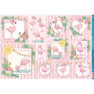Litoarte Papel Decoupage Flamingos Infantis 49x34,3