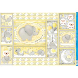 Litoarte Papel Decoupage Elefante Bebê Amarelo 49x34,3