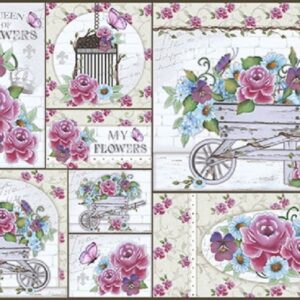 Litoarte Papel Decoupage Flores E Carrinho 49x34,3