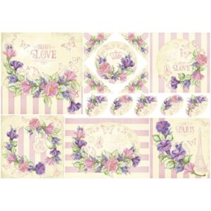 Litoarte Papel Decoupage Flores Roxas E Lilas 49x34,3