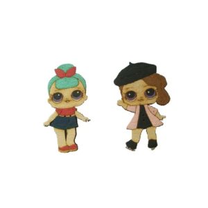 Aplique Botão Patchwork Boneca Lol 4x7 Azul E Marrom Pacote C/2 Cod.23