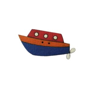 Aplique Botão Patchwork Navio Azul 4,5x2cm Cod.9