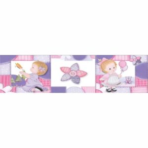 Barra Adesiva Litocart 60x15 - Lbl-03 Menina E Balão Rosa E Lilás