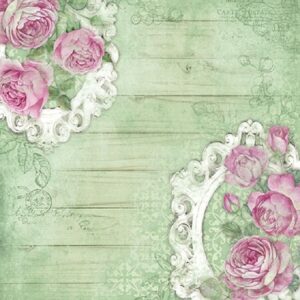 Litoarte Bloco Scrapbook Decor 30x30 Shabby Chic Rosas