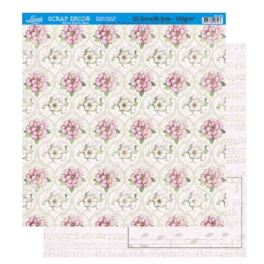 Litoarte Scrapbook Dupla Face Flores E Nota Musical Litoarte Scrapbook Dupla Face Flores E Nota Musical