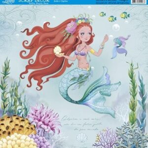 Litoarte Scrapbook Dupla Face Sereia Ruiva