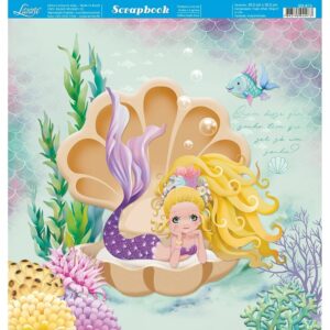 Litoarte Scrapbook Dupla Face Sereia Loira Na Concha