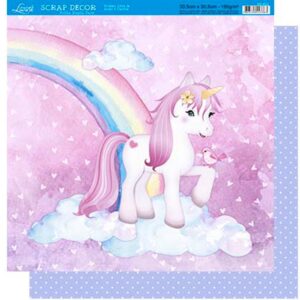 Litoarte Scrapbook Dupla Face Unicornio E Arco-iris