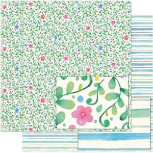 Litoarte Scrapbook Dupla Face Padrao Folhas E Flores Aquarela