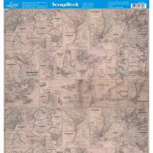Litoarte Scrapbook Dupla Face Estampa Mapa Vintage