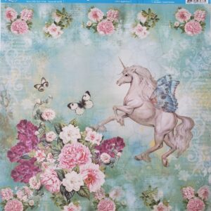 Litoarte Scrapbook Dupla Face Unicornios E Flores