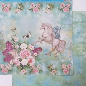 Litoarte Scrapbook Dupla Face Unicornios E Flores