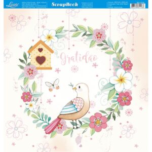 Litoarte Scrapbook Dupla Face Passaros Flores