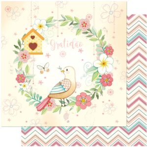 Litoarte Scrapbook Dupla Face Passaros Flores