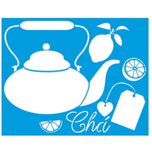 Litoarte Stencil Retangular 20x25cm - Cha Chaleira E Limoes