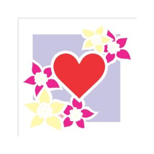 Stencil 14x14 Moldura Flor E Coracao