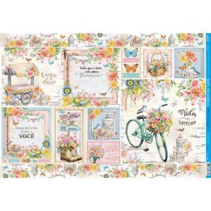 Litoarte Papel Decoupage Coleção Encanto - Flores