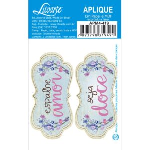 Litoarte Aplique Em Papel E Mdf 2 Un - Tag Espalhe Amor E Seja Doce