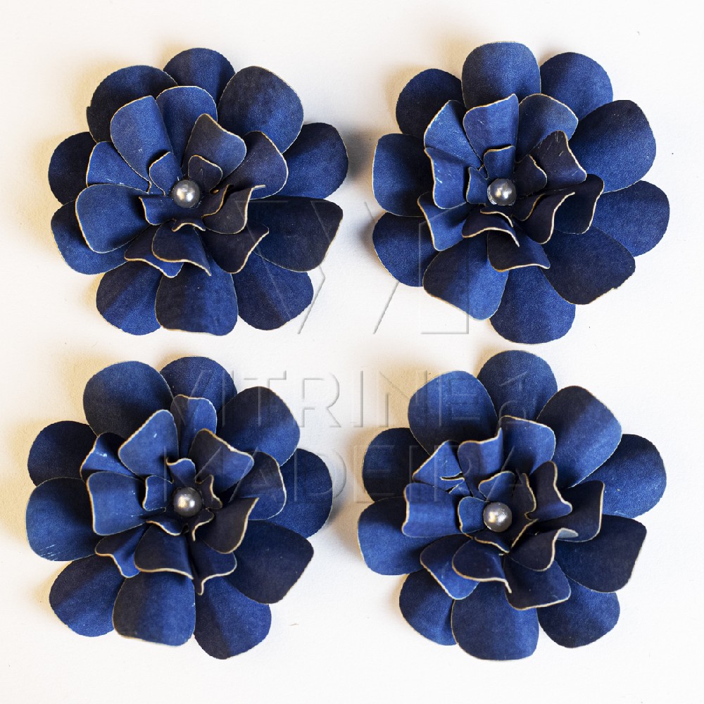 Flor Artesanal Em Papel- Azul Marinho - Vitrine da Madeira
