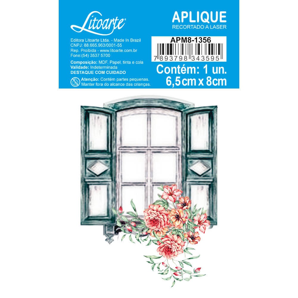 Litoarte Aplique Em Papel E Mdf - Janela Com Flores Litoarte Aplique Em Papel E Mdf – Janela Com Flores
