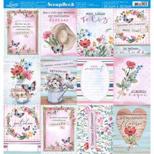 Litoarte Papel Para Scrapbook Dupla Face- Colecao Flores Do Campo