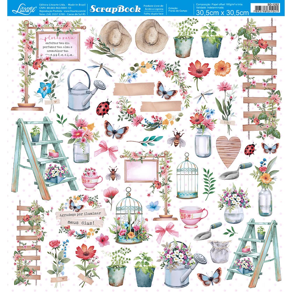 Litoarte Papel Para Scrapbook Dupla Face- Colecao Flores Do Campo Litoarte Papel Para Scrapbook Dupla Face- Colecao Flores Do Campo